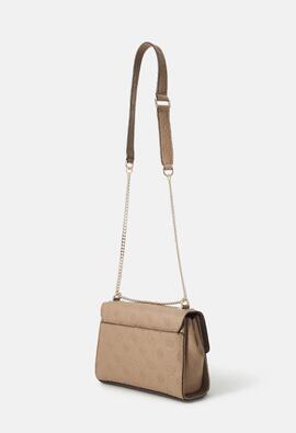Guess bolso taupe peq con solapa tiras anillas