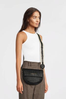 Bandolera VALENTINO negra solapa letras grabadas