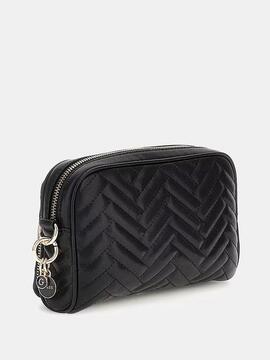 Bandolera GUESS Anning negra acolchada doble bolsillo