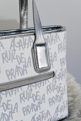 Shopper AGATHA  blanco logos plata
