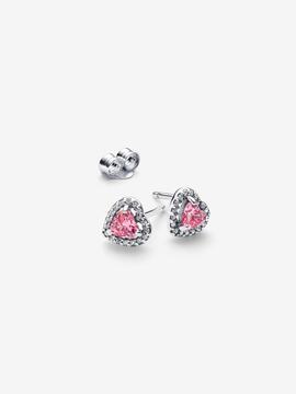 Pendientes PANDORA de Botón Corazón Rosa