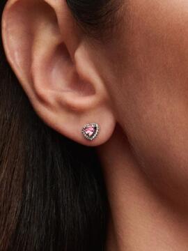 Pendientes PANDORA de Botón Corazón Rosa