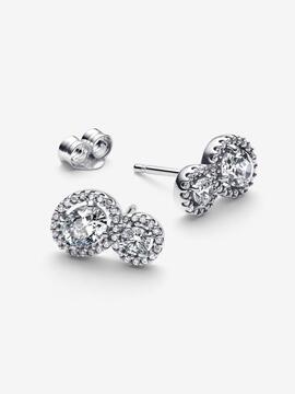 Pendientes PANDORA Botón Halo y Abrazo