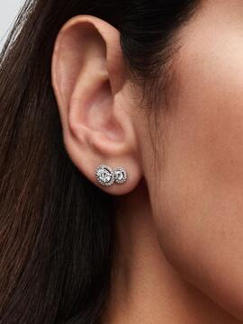 Pendientes PANDORA Botón Halo y Abrazo