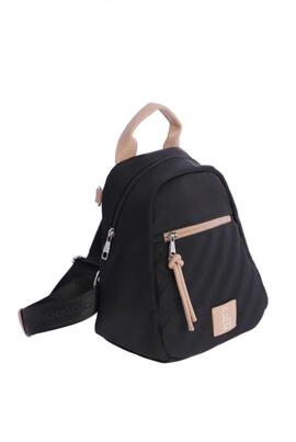 Mochila CORONEL TAPIOCA negra lona detalles beig