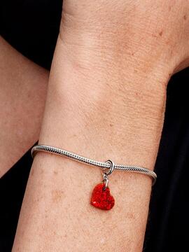 Charm PANDORA Colgante Corazón Rojo Opalescente
