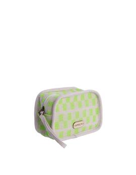 Neceser AMICHI cuadrado beig y verde fosforito