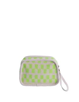 Neceser AMICHI cuadrado beig y verde fosforito