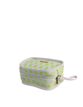 Neceser AMICHI cuadrado beig y verde fosforito