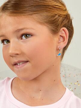Aros MAREA plata mini converse azul
