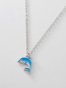 Colgante MAREA plata delfin azul