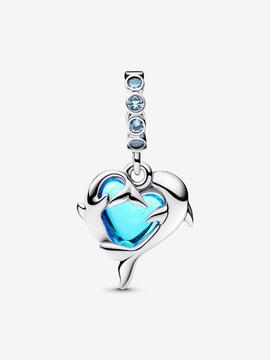Charm PANDORA colgar plata delfines cristal murano