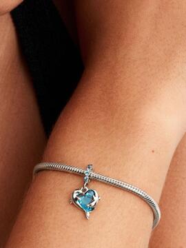 Charm PANDORA colgar plata delfines cristal murano