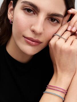 Pulsera PANDORA tenis plata circonitas rosas