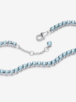 Pulsera PANDORA tenis plata circonitas azul cielo