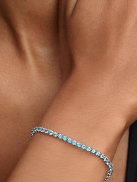 Pulsera PANDORA tenis plata circonitas azul cielo