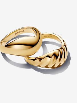 Anillo PANDORA duo combinables liso y ondula