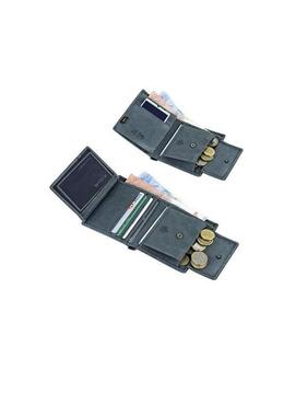 Cartera LOIS azul piel logo esquina