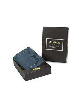Cartera LOIS azul piel logo esquina