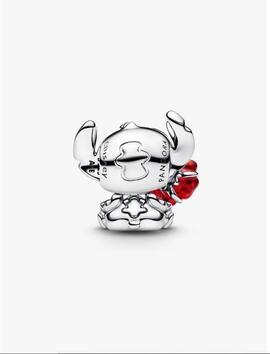 Charm PANDORA stitch con rosa de cristal murano roja