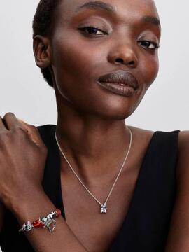 Charm PANDORA stitch con rosa de cristal murano roja