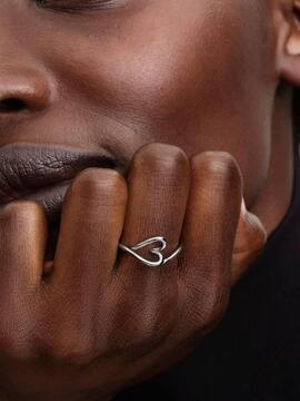 Anillo PANDORA plata corazon mini forma organica