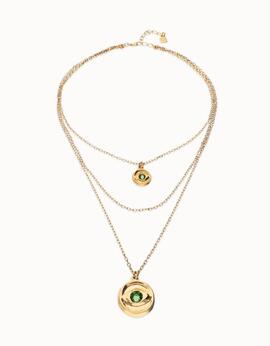 Collar UNO DE 50  dorado varias hebras con un ojo