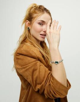 Pulsera UNO DE 50 cristal verde facetado ovalado