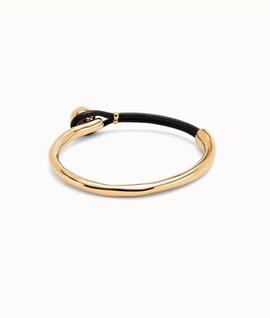 Pulsera UNO DE 50 brazalete de cuero marrón