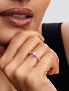 Anillo PANDORA plata mariposa rosa brillante