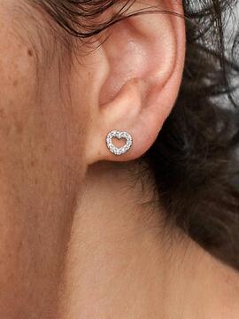Pendientes PANDORA plata corazon circonitas