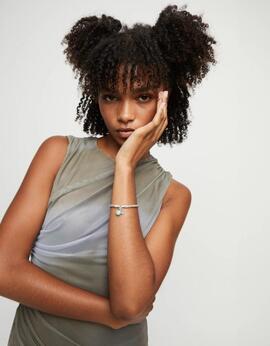 Pulsera UNO DE 50 plata bolas cuelga cristal turquesa