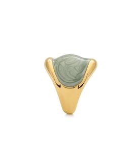 Anillo LUXENTER dorado ovalo esmalte verde agua