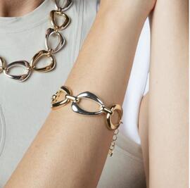 Pulsera LUXENTER bicolor ovalos plata/dorado