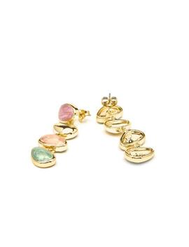 Pendientes LUXENTER dorados chapitas esmalte color