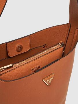 Bolso GUESS hombro camel tipo bombonera