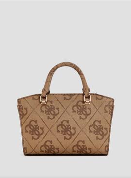 Bolso GUESS  mano mini piel marron estamp logo