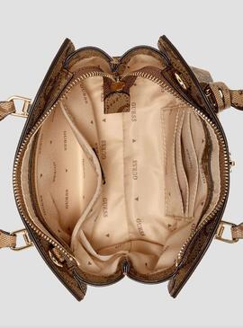 Bolso GUESS  mano mini piel marron estamp logo
