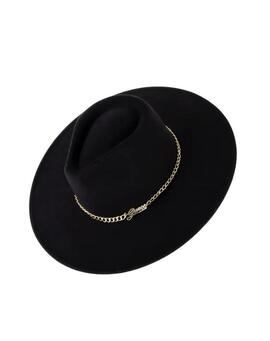 Sombrero GUESS tela negro cadena dorada