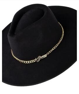 Sombrero GUESS tela negro cadena dorada