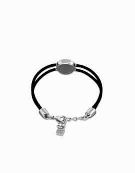 Pulsera UNO DE 50 cuero doble piedra nacimiento ojo