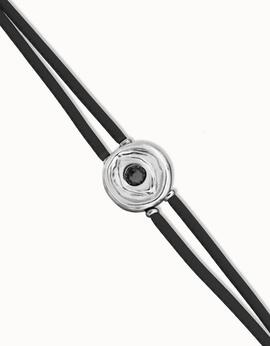 Pulsera UNO DE 50 cuero doble piedra nacimiento ojo
