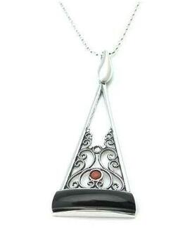 Colgante FINK plata azabache y coral