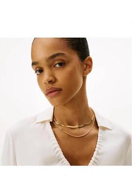 Collar TOMMY doble dorado logo