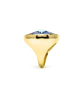 Anillo LUXENTER dorado piedra azul efecto platil