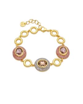 Pulsera LUXENTER dorada ovalos esmalte y piedra co