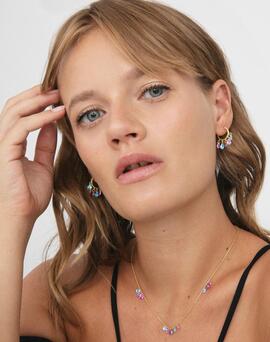 Collar LUXENTER Dorado con Circonita Multicolor