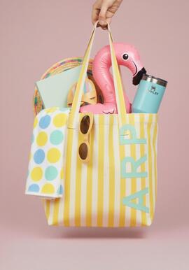 Toten bag AGATHA tela rayas logo lado