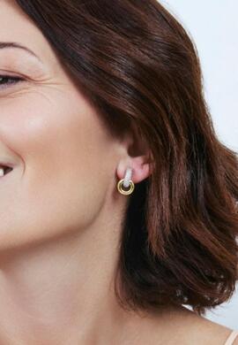 Pendientes LUXENTER bicolor 2 aros circon y dorado
