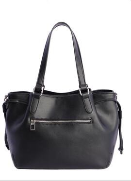 Bolso DON ALGODON mano negro piel boton cremallera